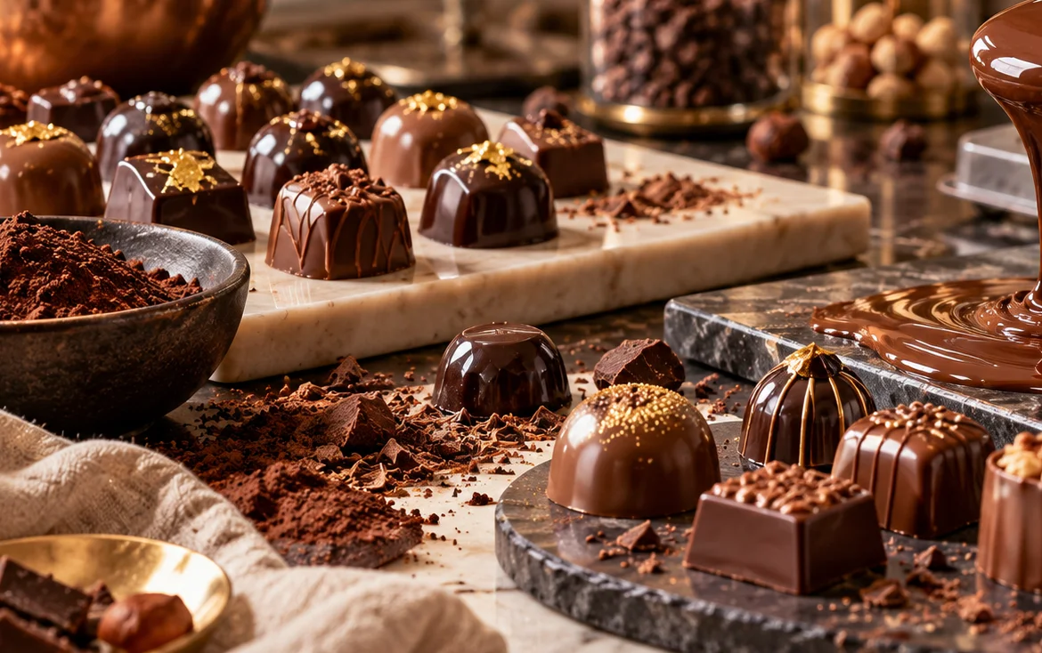Decorative chocolate making illustration